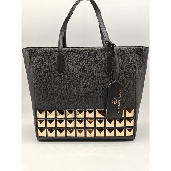 MICHAEL KORS Sinclair East West large studs leather medium tote bag - BLACK - Picture 3 of 11